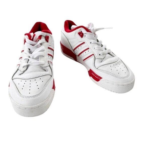 adidas Originals Rivalry Low Leather Sneaker Unisex Red White Size Youth 5.5 - Picture 4 of 12